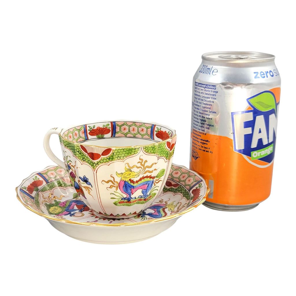 Worcester Dragon in Compartments Cup and Saucer, Flight Barr & Barr Period, c.1815