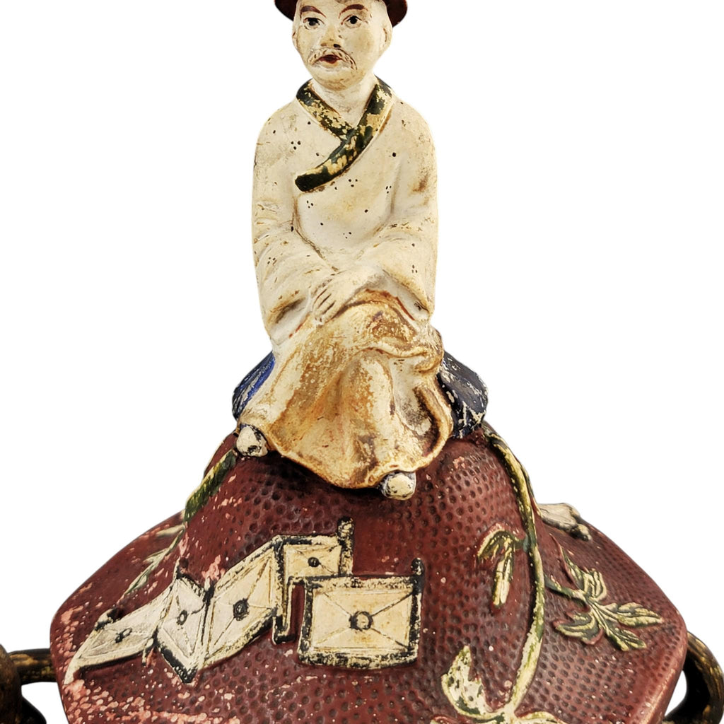 Rare Continental Maiolica Chinoiserie Vase with Cover, c. 1860–1880