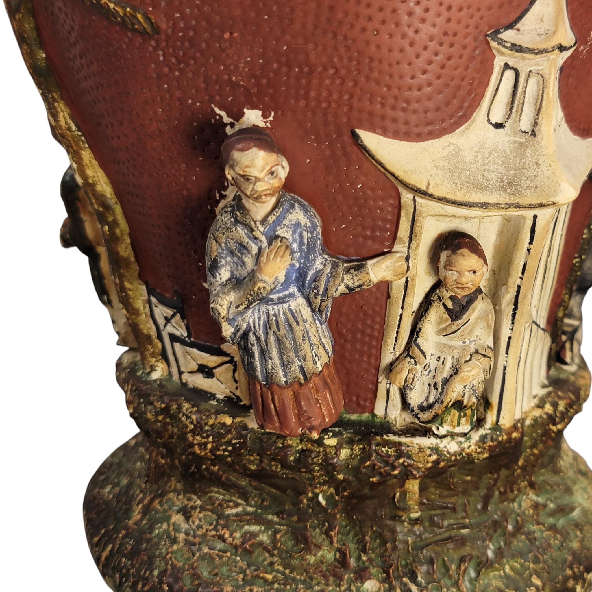 Rare Continental Maiolica Chinoiserie Vase with Cover, c. 1860–1880