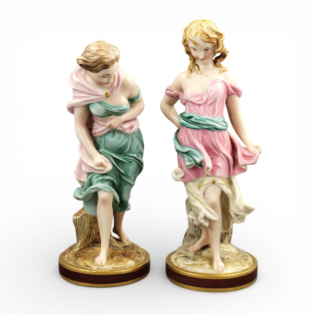 Rare Royal Worcester Porcelain Figures by James Hadley, Victorian Wind Maidens c. 1865–1878