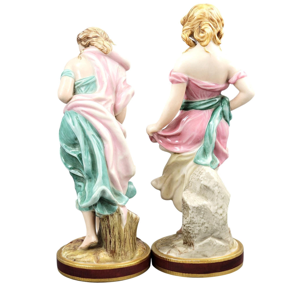 Rare Royal Worcester Porcelain Figures by James Hadley, Victorian Wind Maidens c. 1865–1878