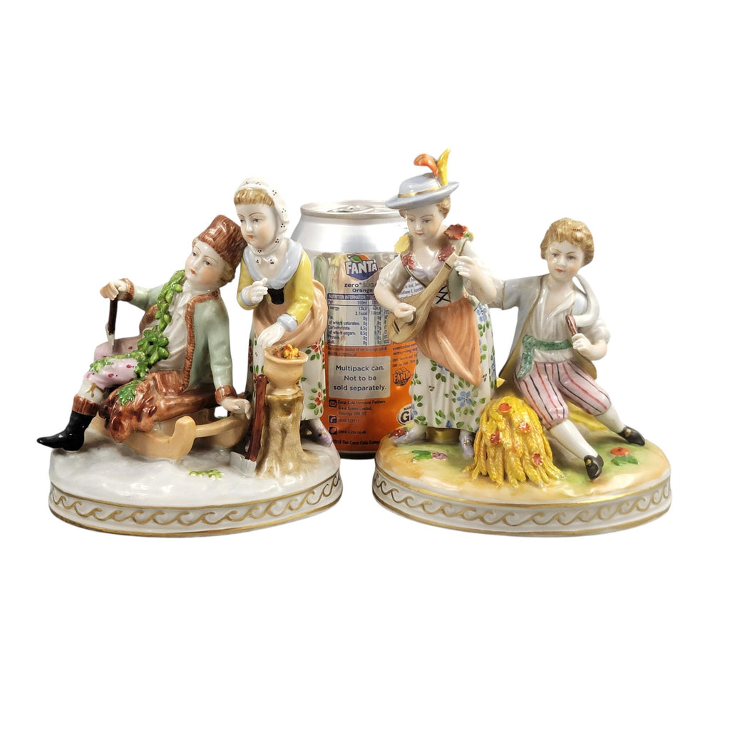 Carl Thieme Dresden Porcelain “Summer” & “Winter” Allegorical Figure Groups, c. 1902