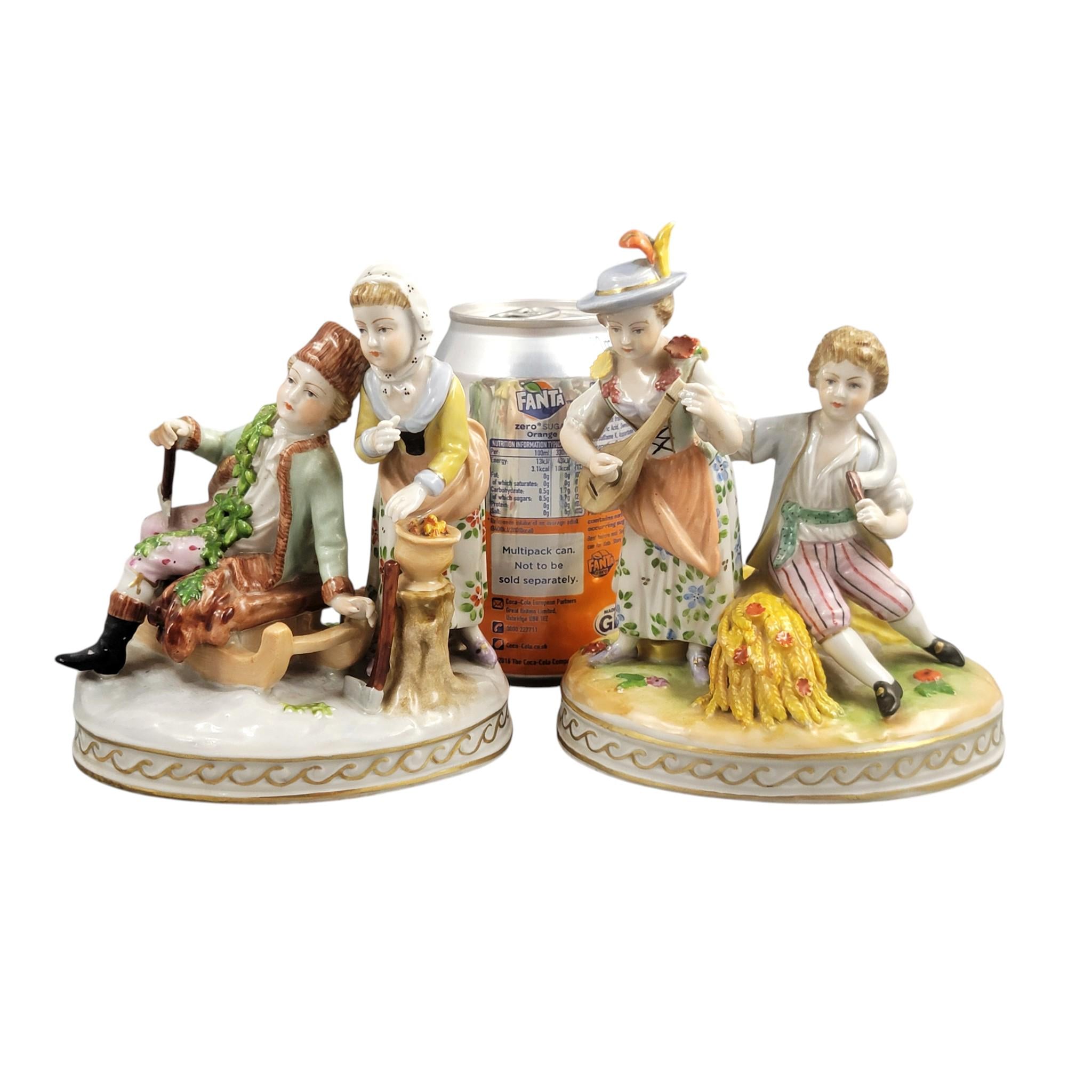 Carl Thieme Dresden Porcelain “Summer” & “Winter” Allegorical Figure Groups, c. 1902