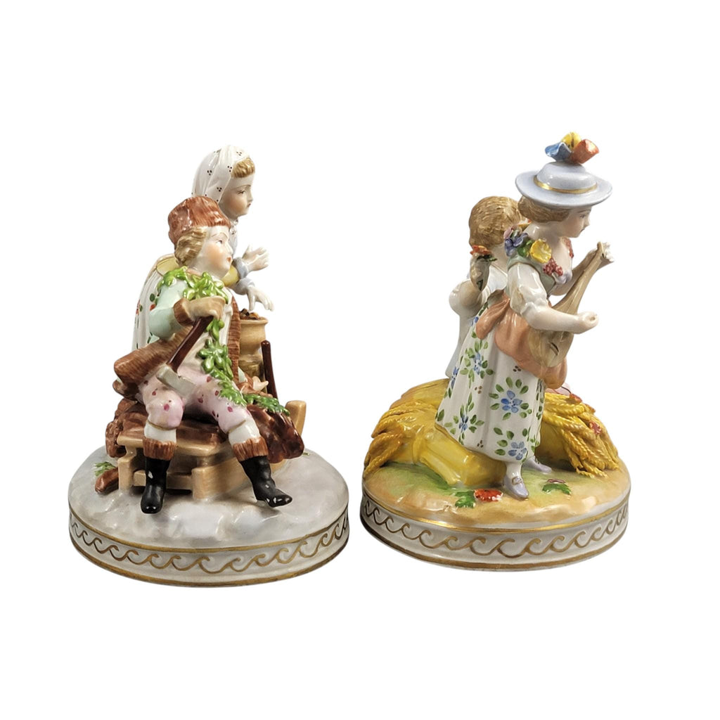 Carl Thieme Dresden Porcelain “Summer” & “Winter” Allegorical Figure Groups, c. 1902