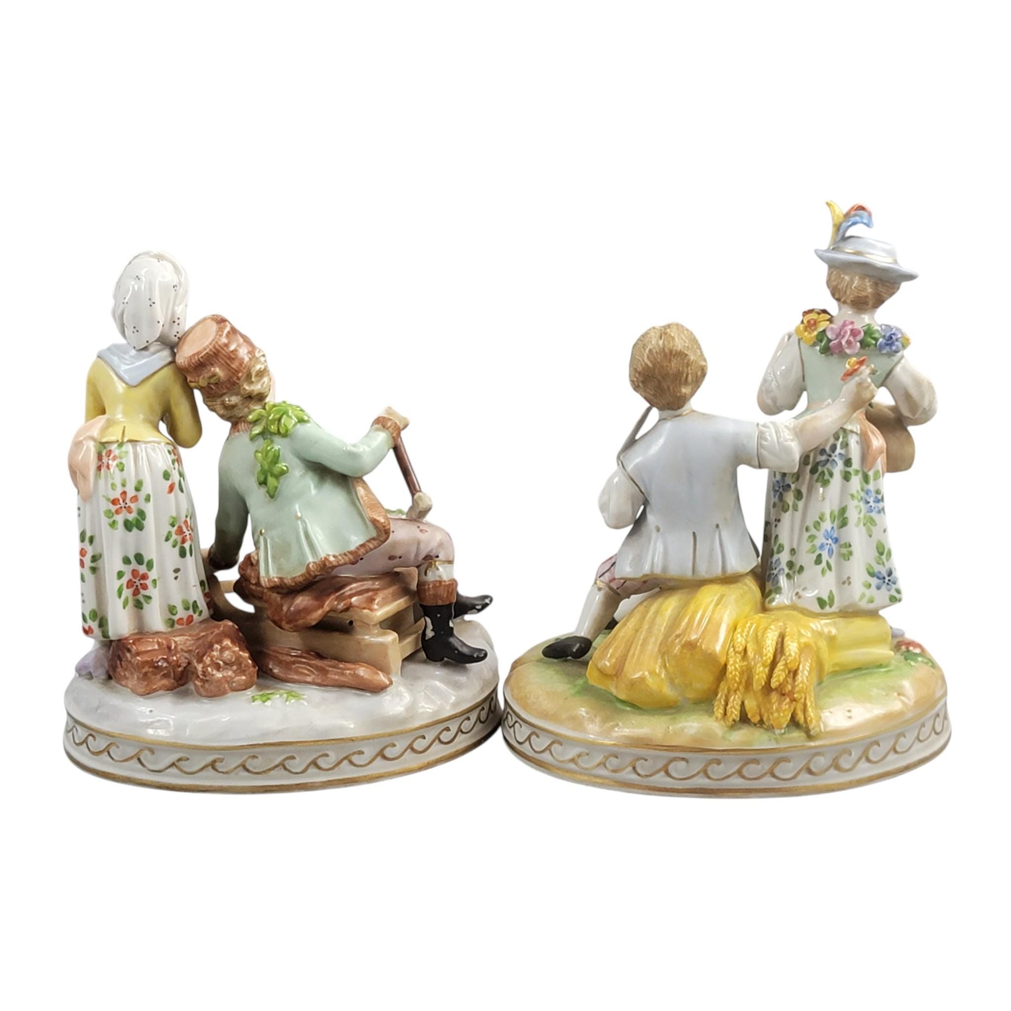 Carl Thieme Dresden Porcelain “Summer” & “Winter” Allegorical Figure Groups, c. 1902