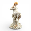 Royal Worcester iridescent porcelain maiden with lizard sculpture, c.1870