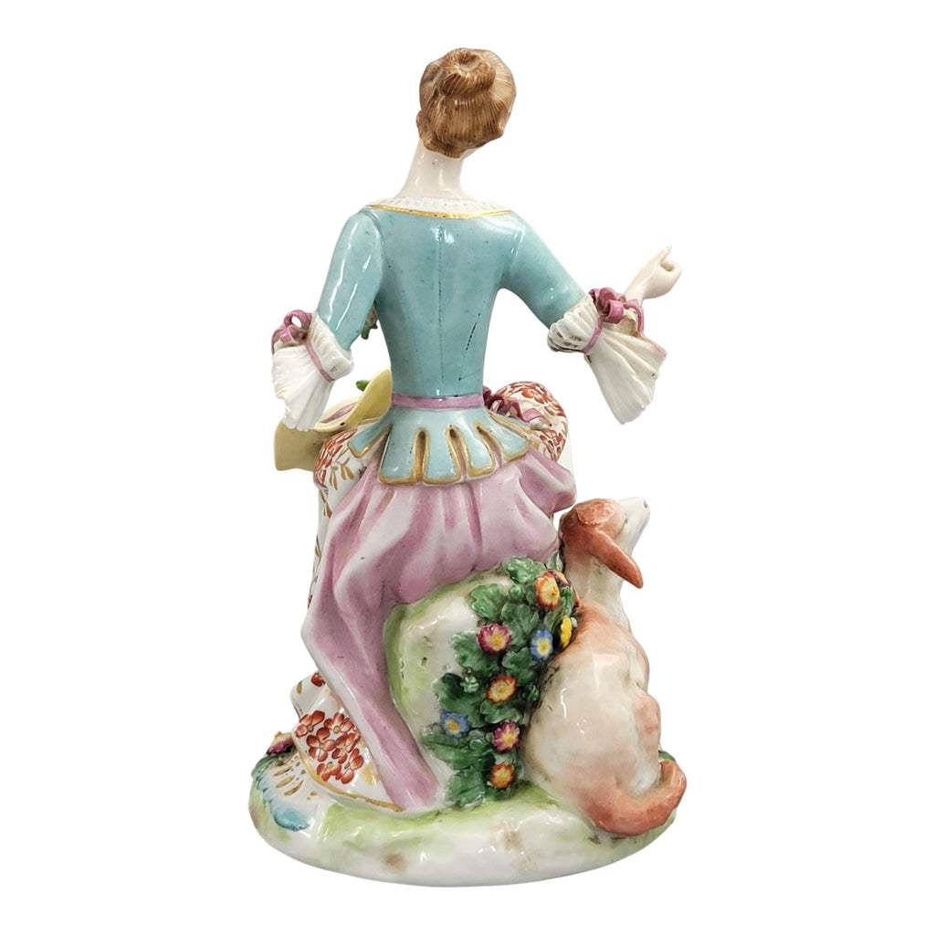 Rare Samson Chelsea Style Porcelain Shepherdess with Sheep, c.1870
