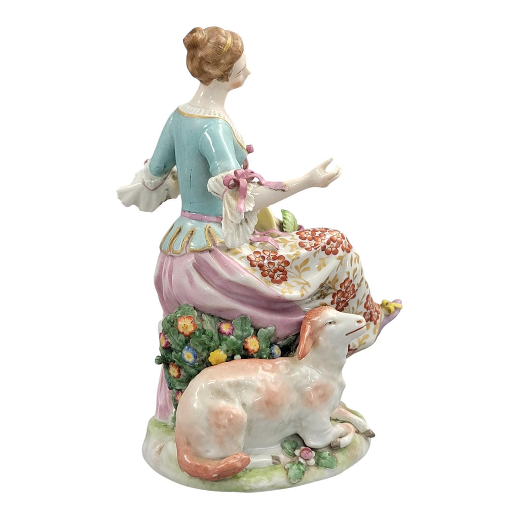 Rare Samson Chelsea Style Porcelain Shepherdess with Sheep, c.1870