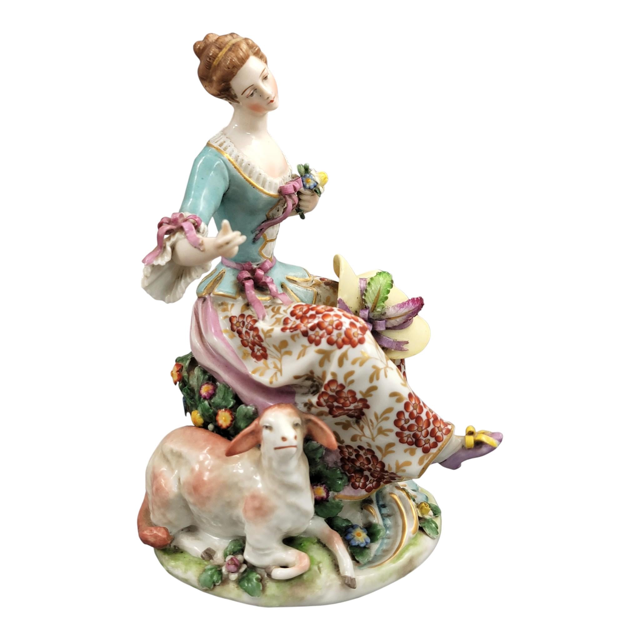 Rare Samson Chelsea Style Porcelain Shepherdess with Sheep, c.1870