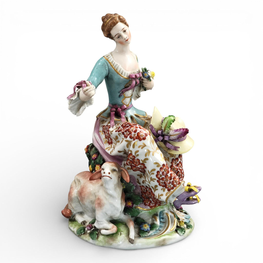 Rare Samson Chelsea Style Porcelain Shepherdess with Sheep, c.1870