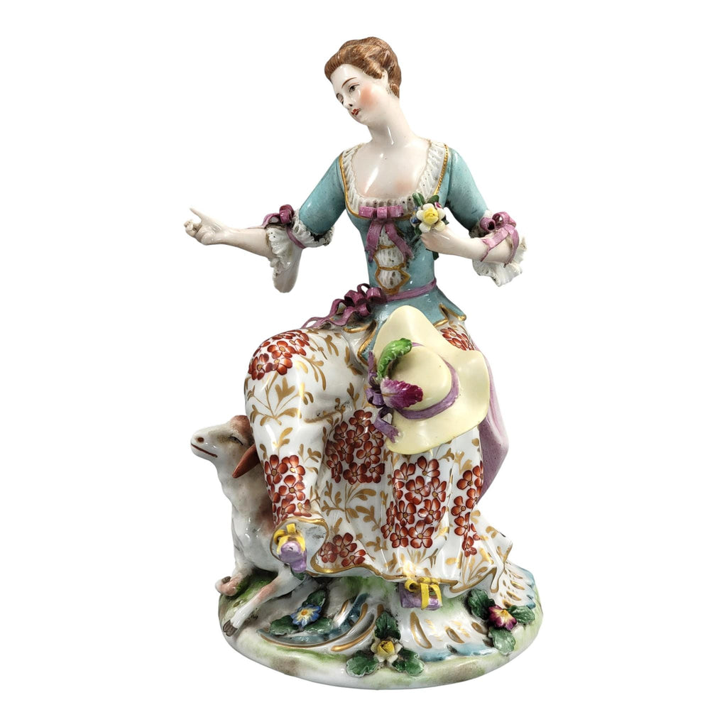 Rare Samson Chelsea Style Porcelain Shepherdess with Sheep, c.1870