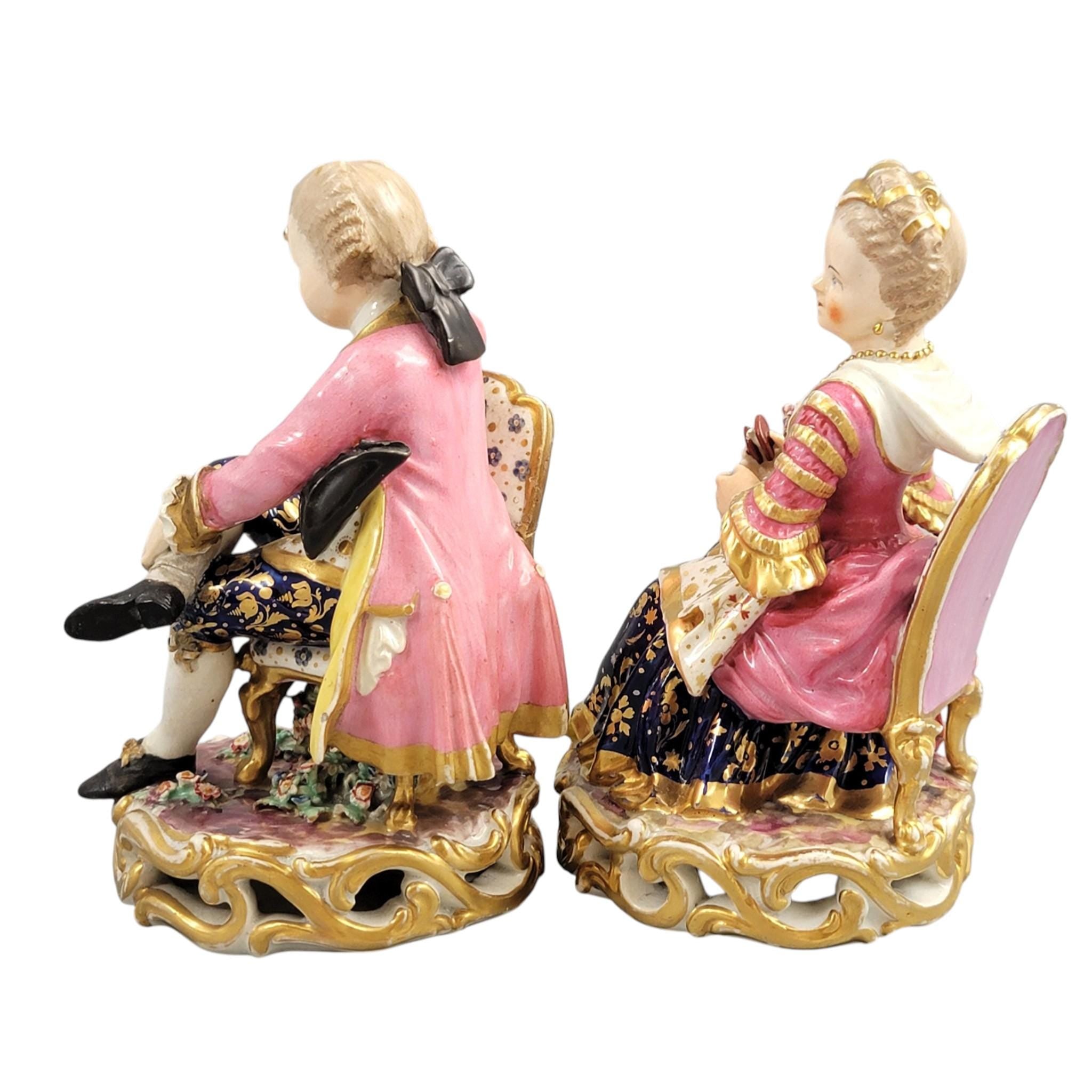 Derby Pair of Porcelain Figures “Boy Reading a Book and Girl Tatting”, c. 1785