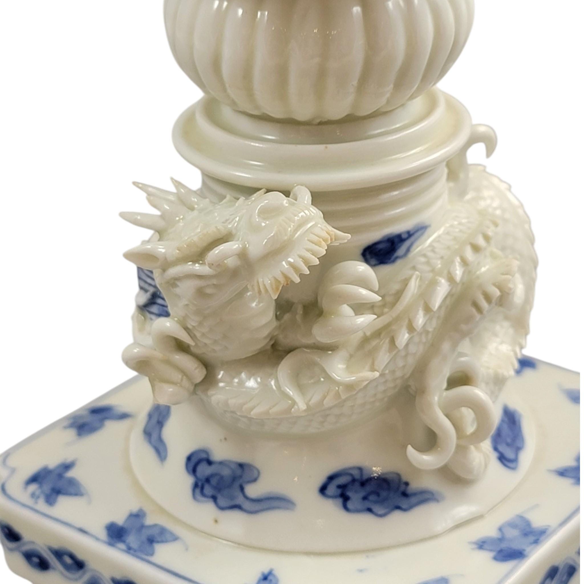 Hirado Reticulated Dragon Koro, Meiji Period Japanese Porcelain, c.1880