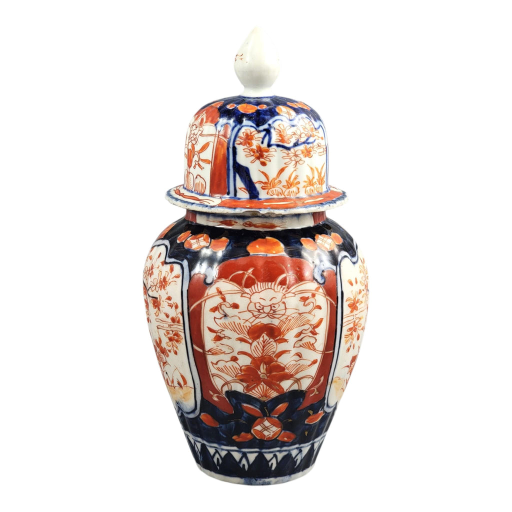 Antique Japanese Imari Porcelain Ginger Jar with Cover, Arita Meiji Period