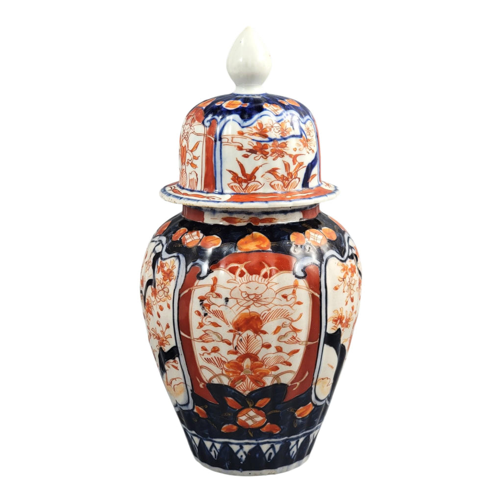 Antique Japanese Imari Porcelain Ginger Jar with Cover, Arita Meiji Period
