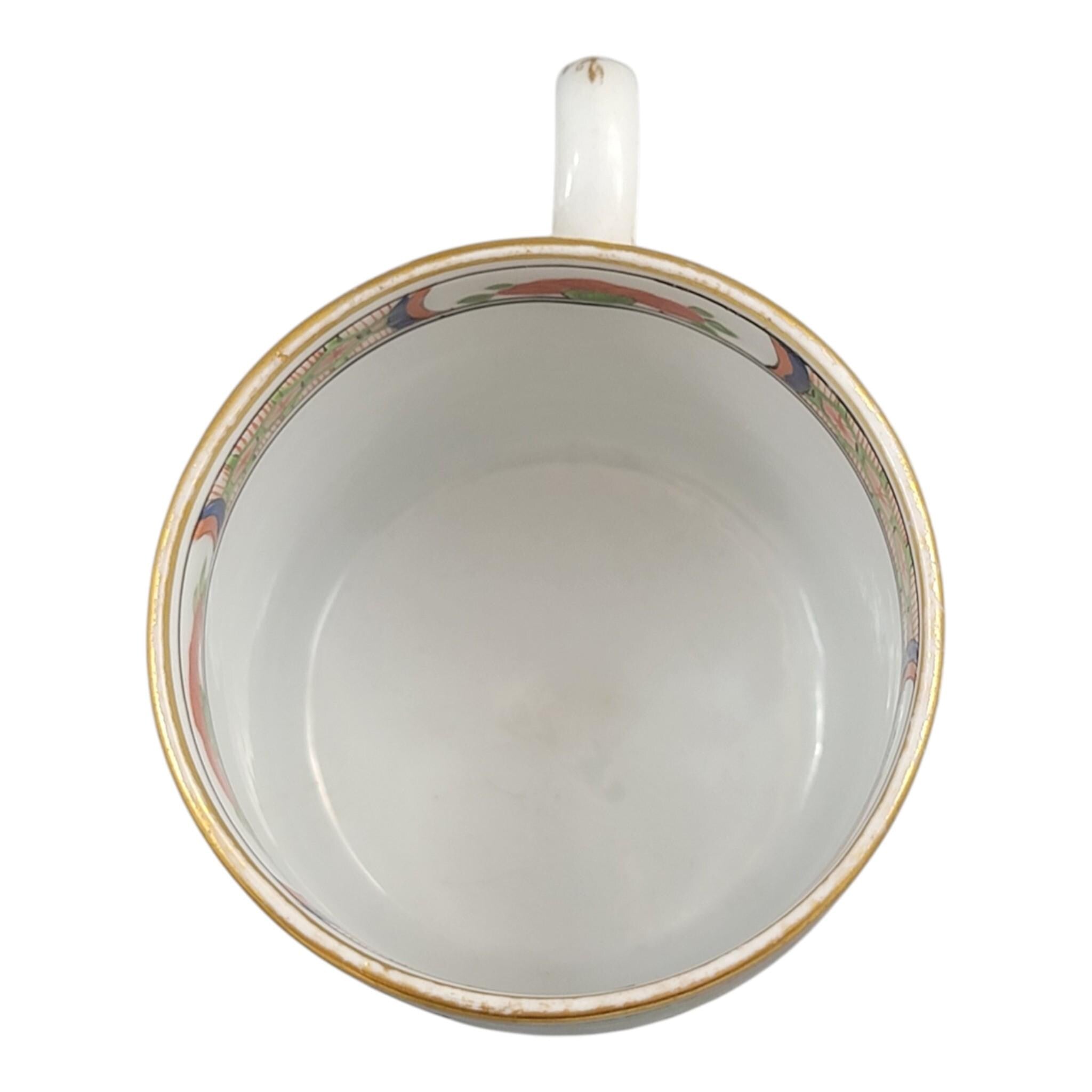 Worcester Dragon in Compartments Coffee Cup and Saucer, c. 1820