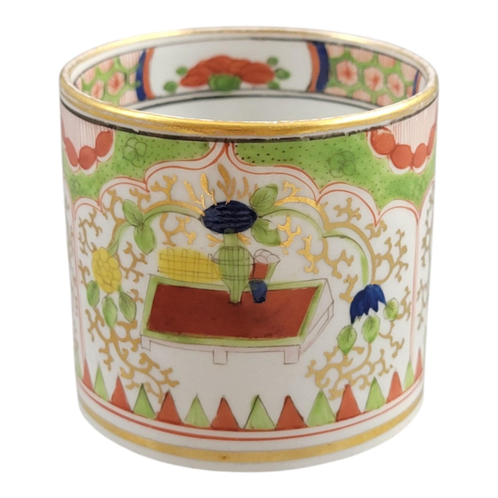 Worcester Dragon in Compartments Coffee Cup and Saucer, c. 1820