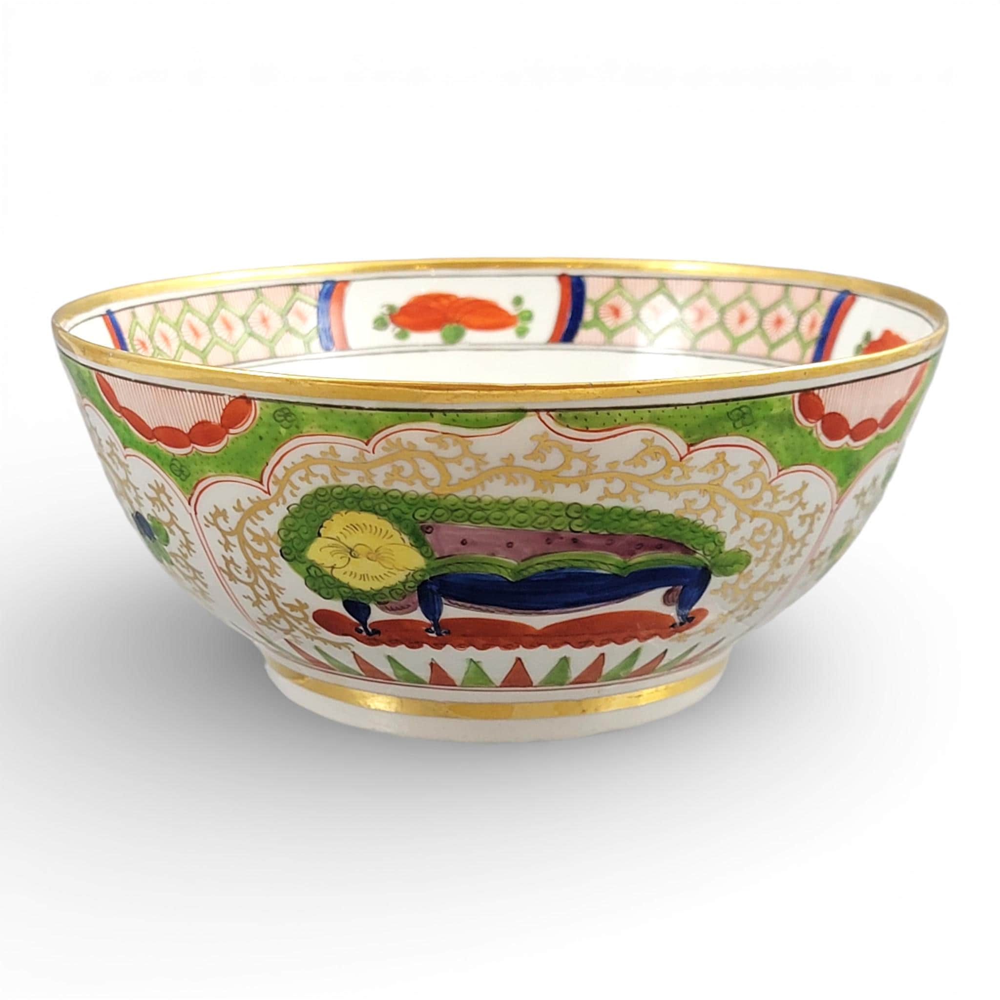 Worcester Regency Porcelain Dragon Bowl, Flight Barr & Barr Period, c. 1815