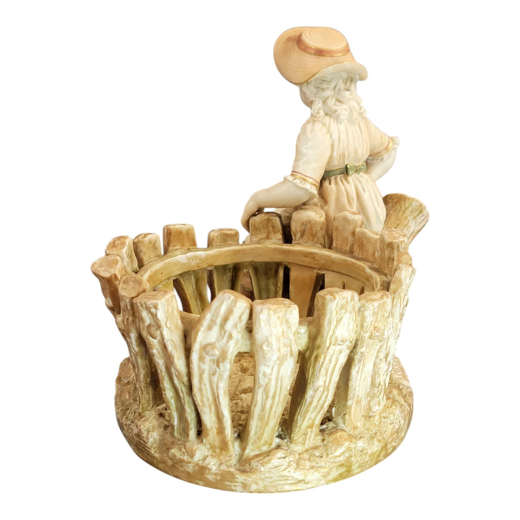 Royal Worcester Figural Jardinière “Girl by the Fence”, James Hadley, 1888