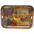 Exquisite 30" Victorian Toleware Tray, Biblical Scene, Attributed to H. Meeson