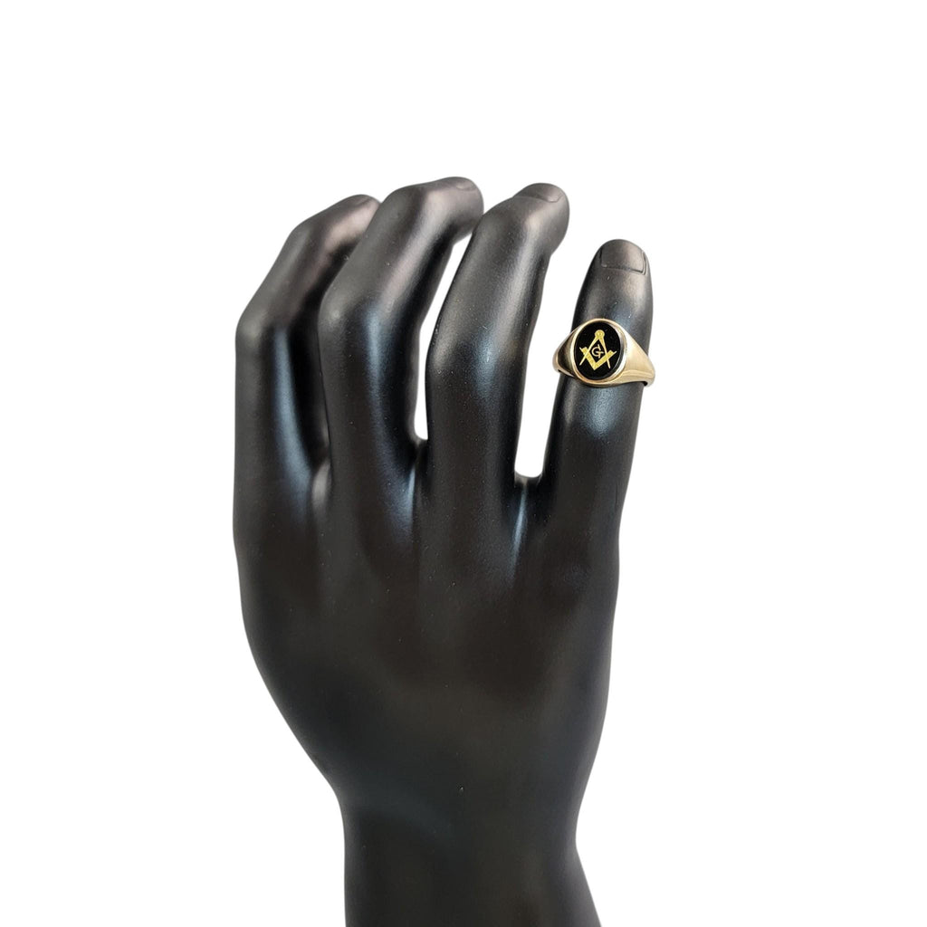 Vintage Masonic Gold Signet Ring with Onyx, Birmingham 1976