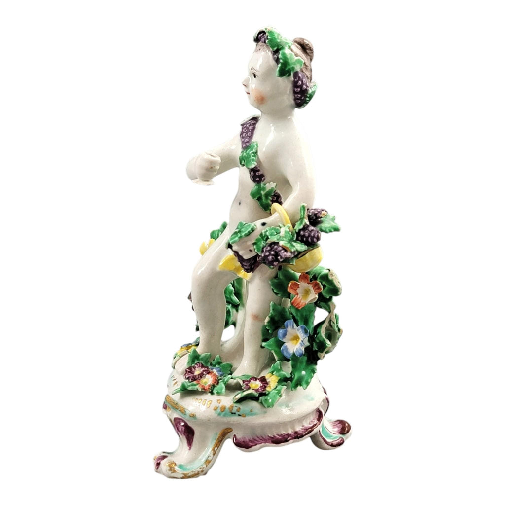 Bow porcelain Bacchus putto figure Georgian soft paste English c1760 rare