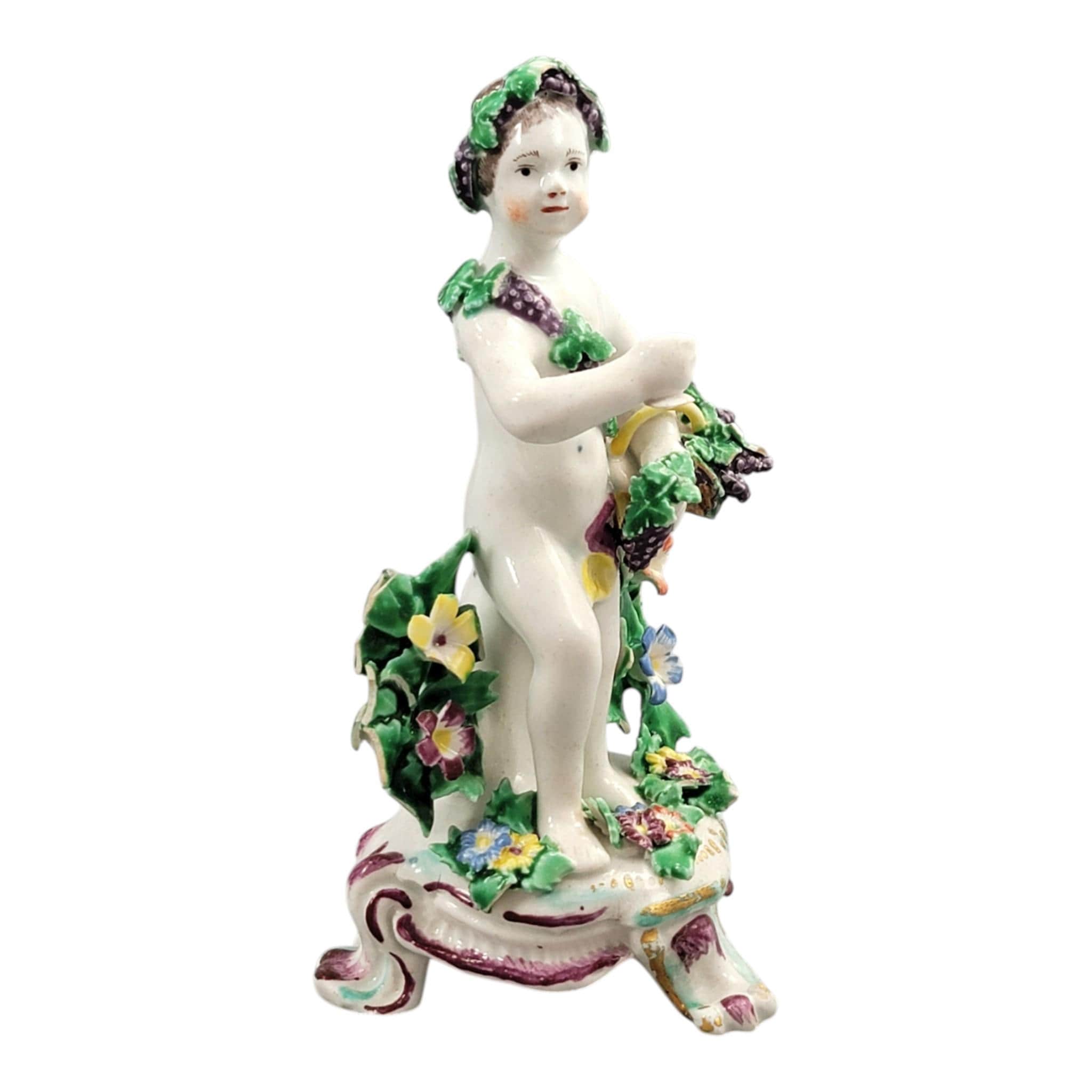 Bow porcelain Bacchus putto figure Georgian soft paste English c1760 rare