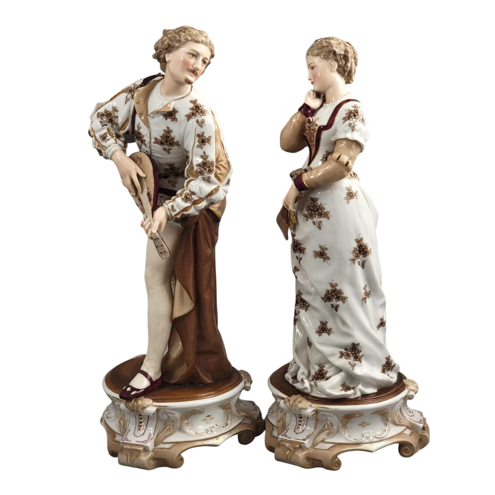 Volkstedt Galant Musician Pair Richard Eckert Porcelain c. 1894