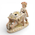 Krister KPM Waldenburg Figural Posy Holder Boy with Wheelbarrow, c. 1910