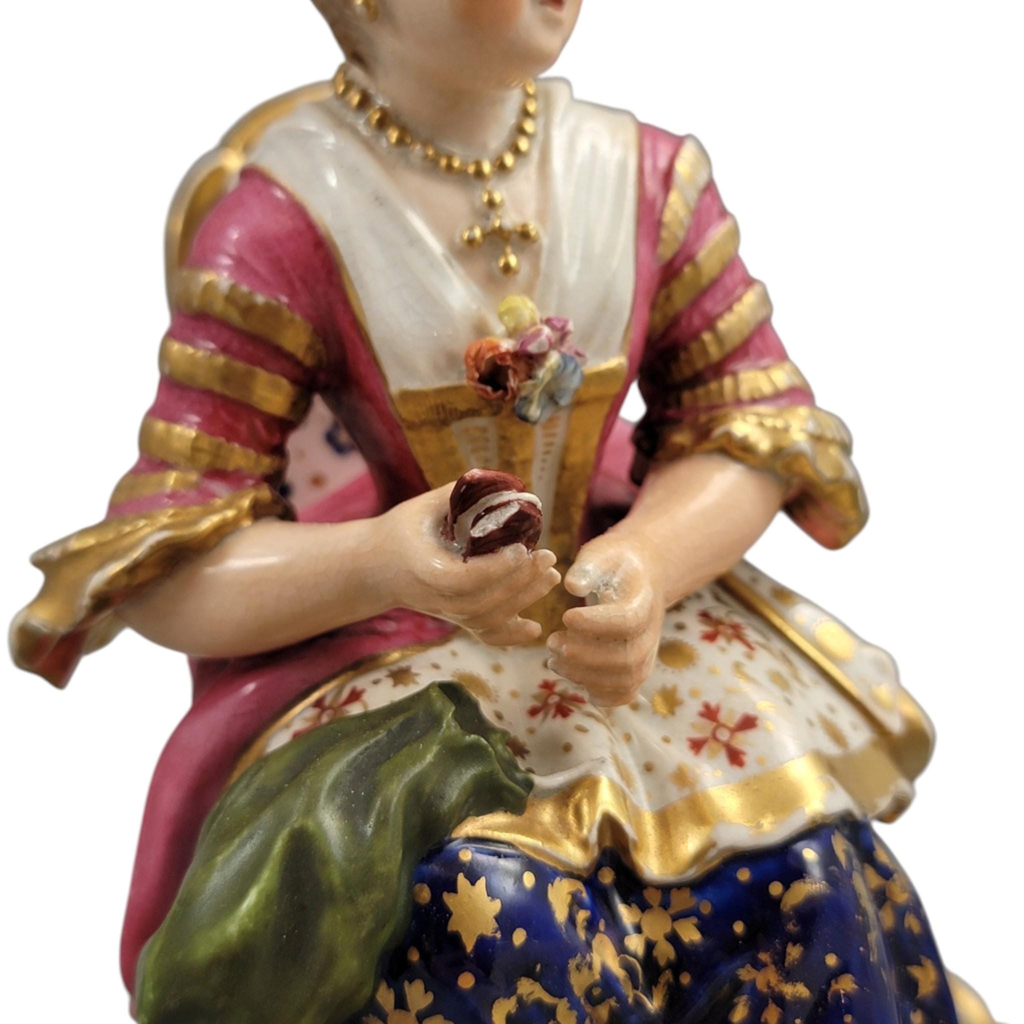 Derby Pair of Porcelain Figures “Boy Reading a Book and Girl Tatting”, c. 1785