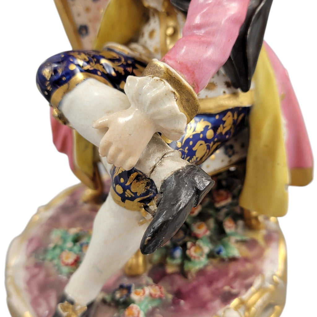 Derby Pair of Porcelain Figures “Boy Reading a Book and Girl Tatting”, c. 1785