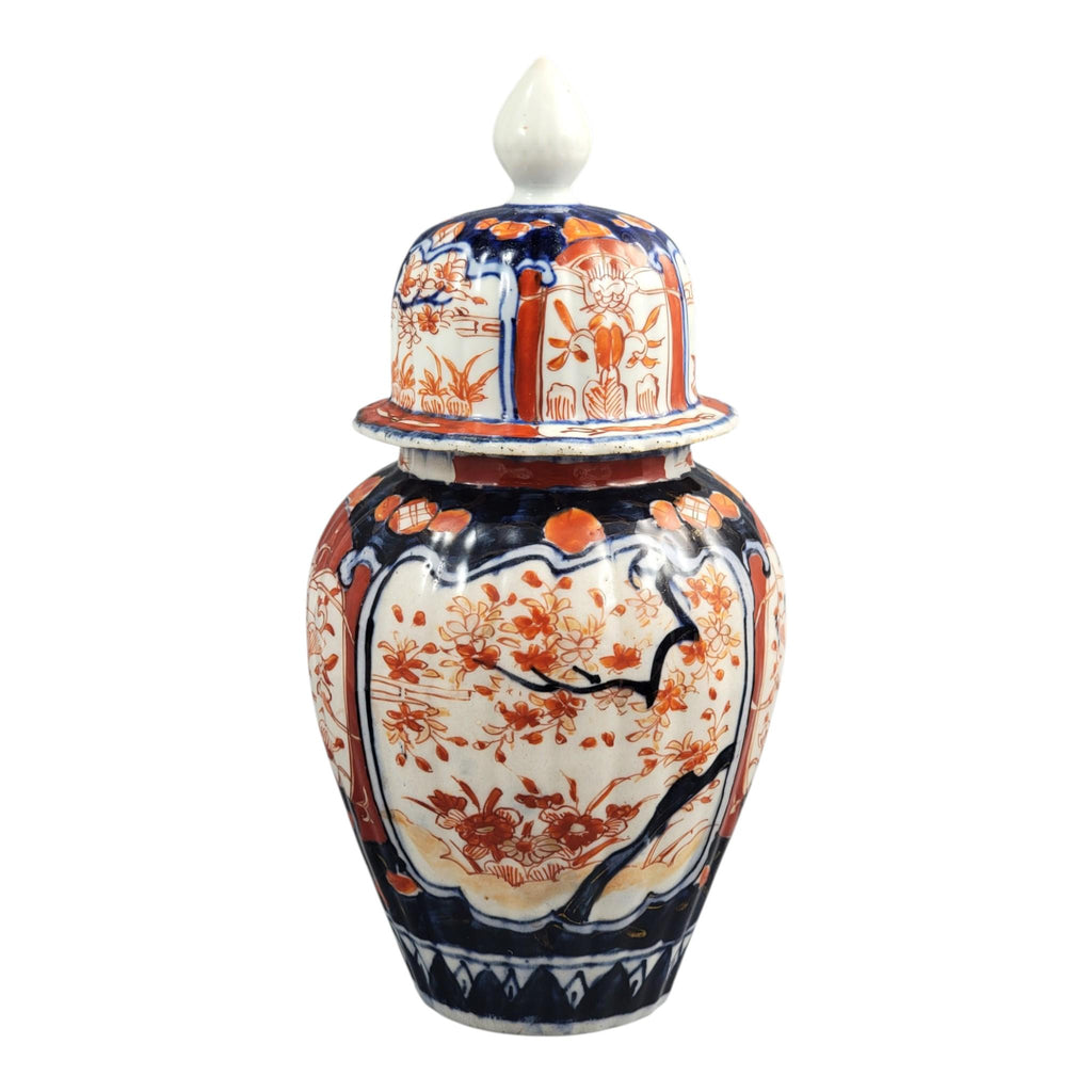 Antique Japanese Imari Porcelain Ginger Jar with Cover, Arita Meiji Period