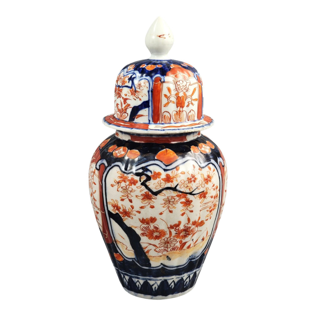 Antique Japanese Imari Porcelain Ginger Jar with Cover, Arita Meiji Period