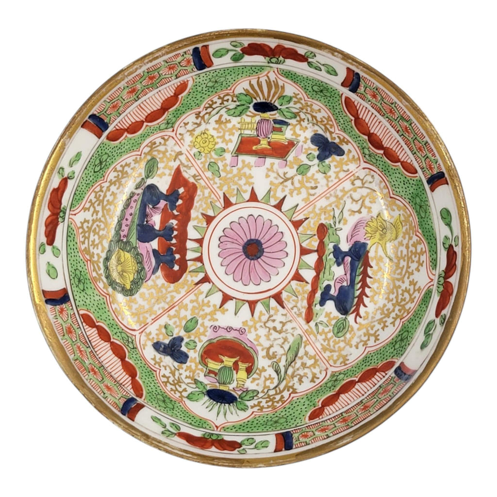 Worcester Dragon in Compartments Coffee Cup and Saucer, c. 1820