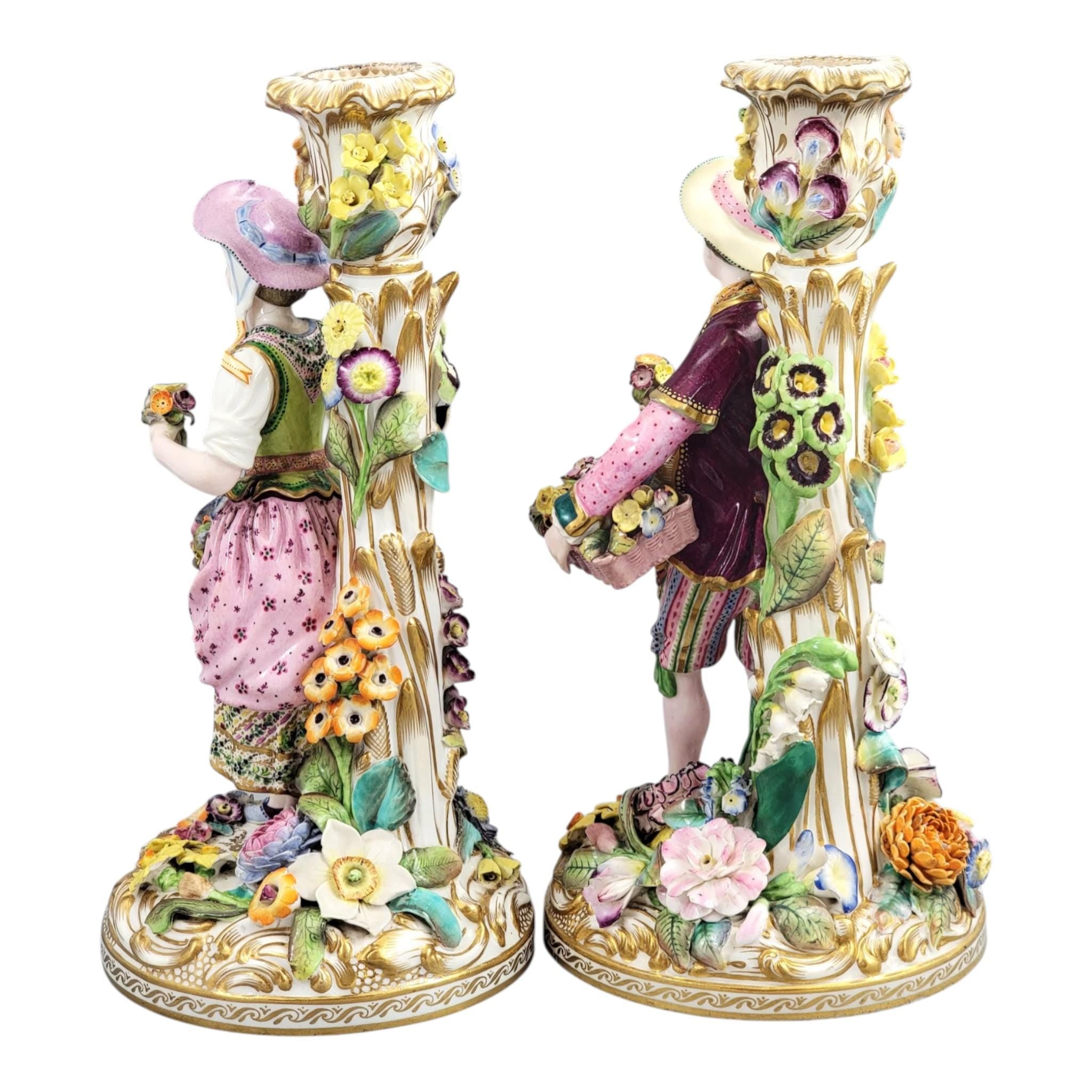 Minton figural candlesticks porcelain pair classical figures English antique rare