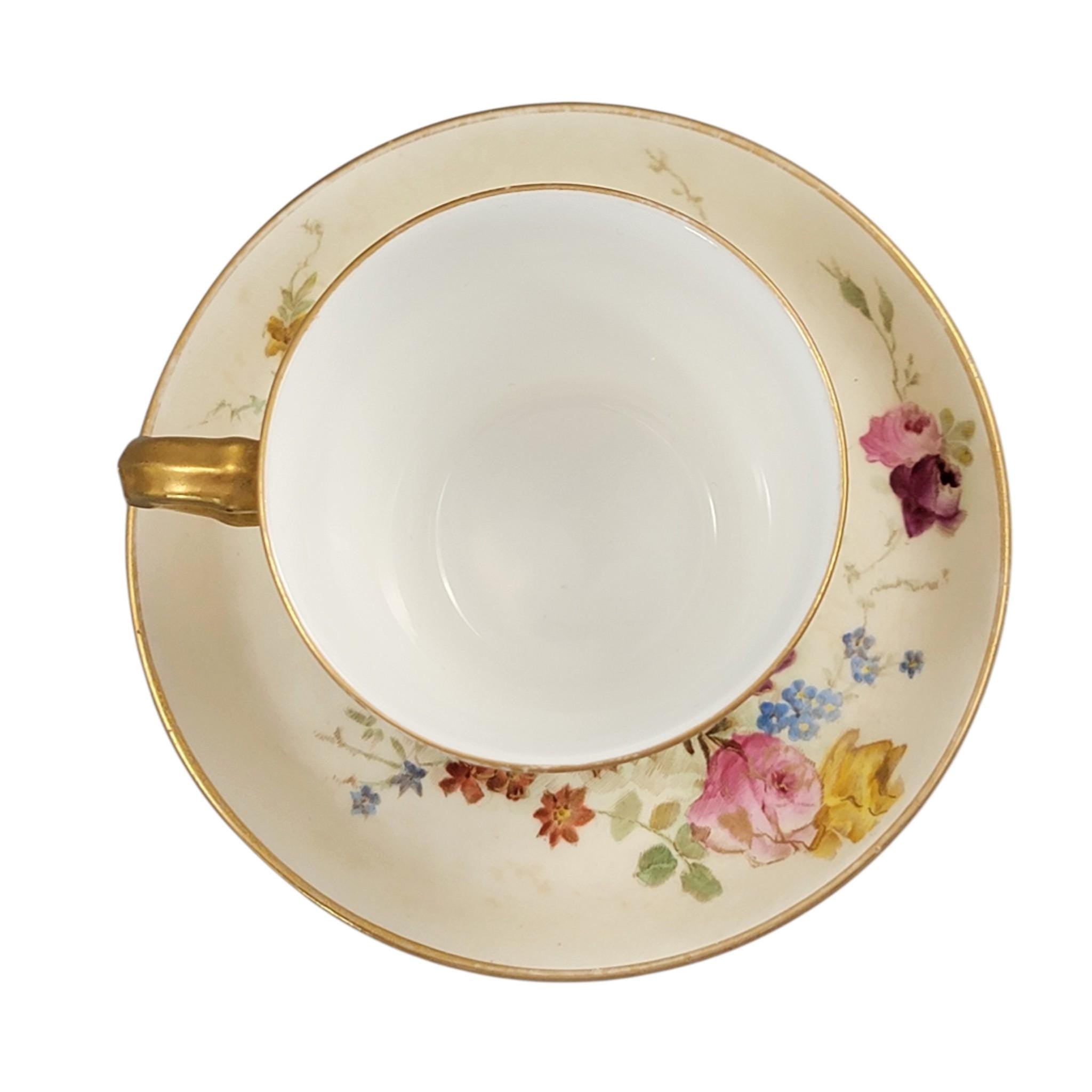 Royal Worcester Blush Ivory Victorian Tea Set Teapot Cup Saucer 1893–1894