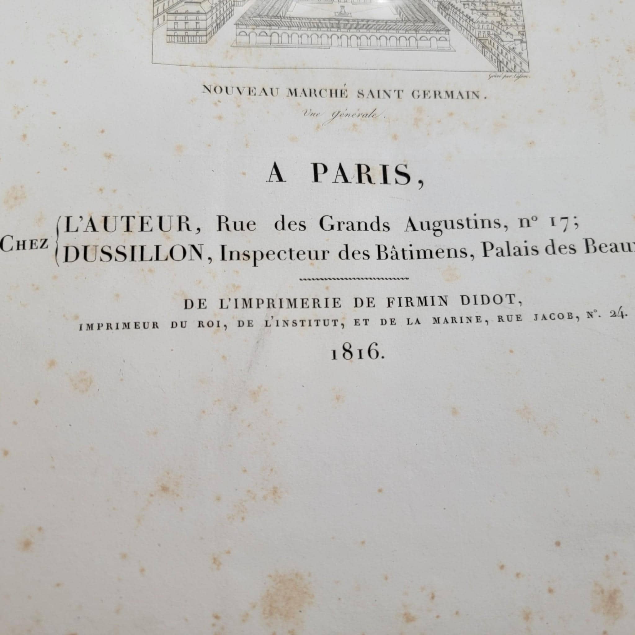 1816 French Architectural Folio by J. B. Blondel, Complete with 11 Engraved Plates, Nouveau Marché Saint-Germain, Paris Urban Design Book