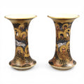 Pair of Japanese Satsuma Hododa vases with Rakan, dragon and moriage, Meiji period