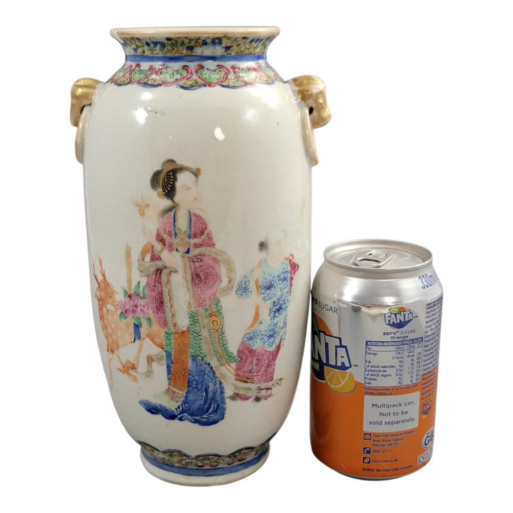 Chinese famille rose vase Magu Shoulao Qing dynasty Jingdezhen c. 1870