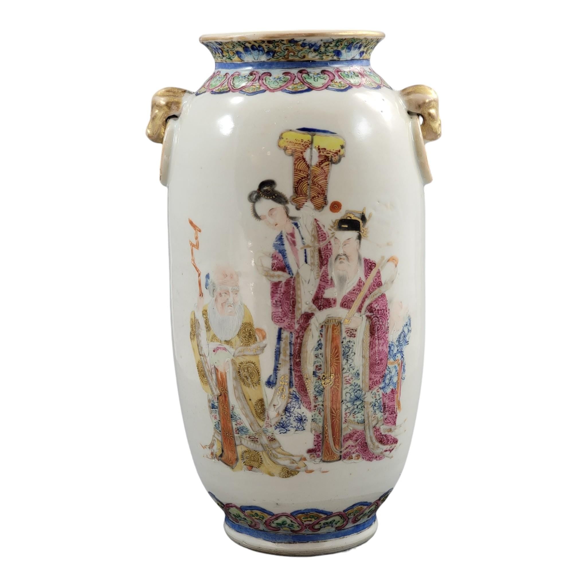 Chinese famille rose vase Magu Shoulao Qing dynasty Jingdezhen c. 1870
