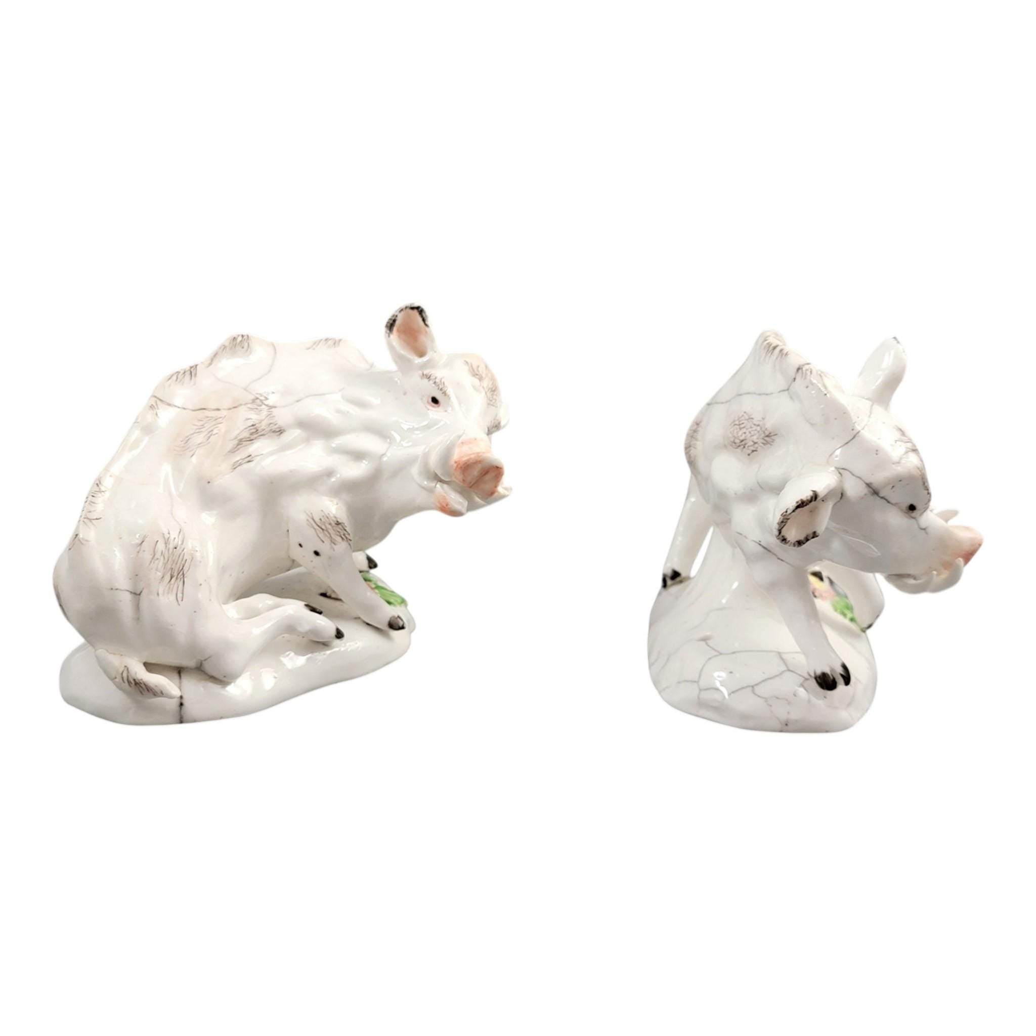 Rare Derby porcelain wild boars pair c.1755