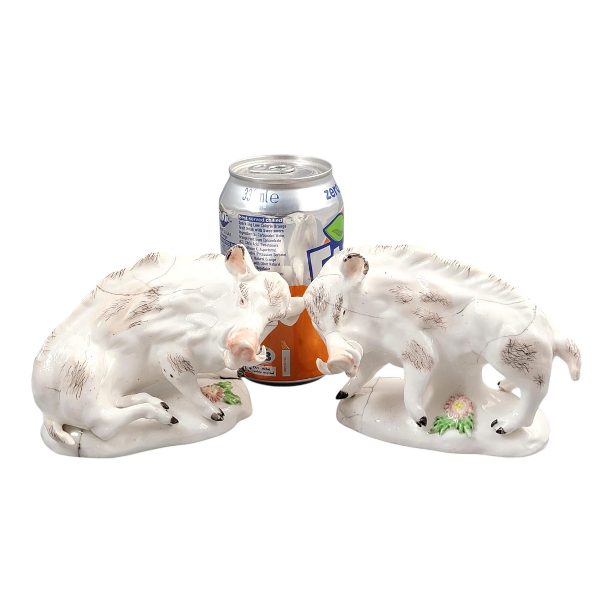Rare Derby porcelain wild boars pair c.1755