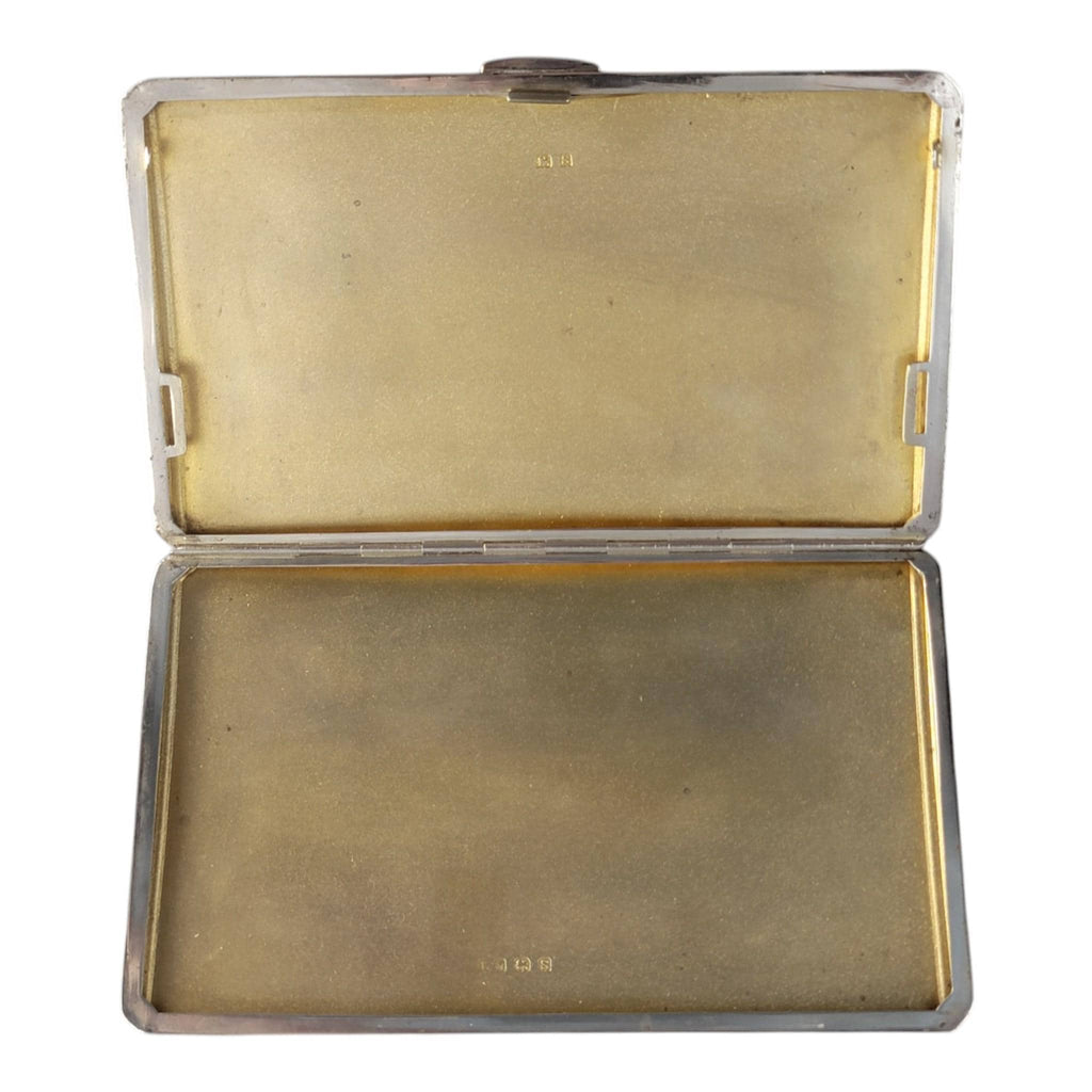Antique Sterling Silver Cigarette Case with Original Enamel Horse, Birmingham 1917