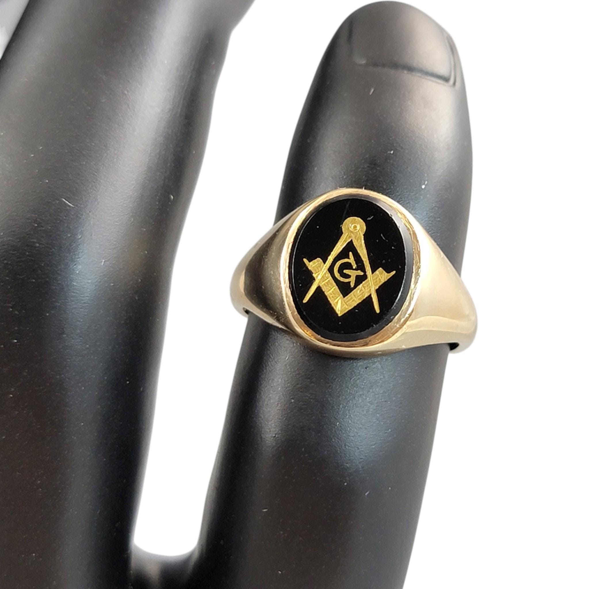 Vintage Masonic Gold Signet Ring with Onyx, Birmingham 1976