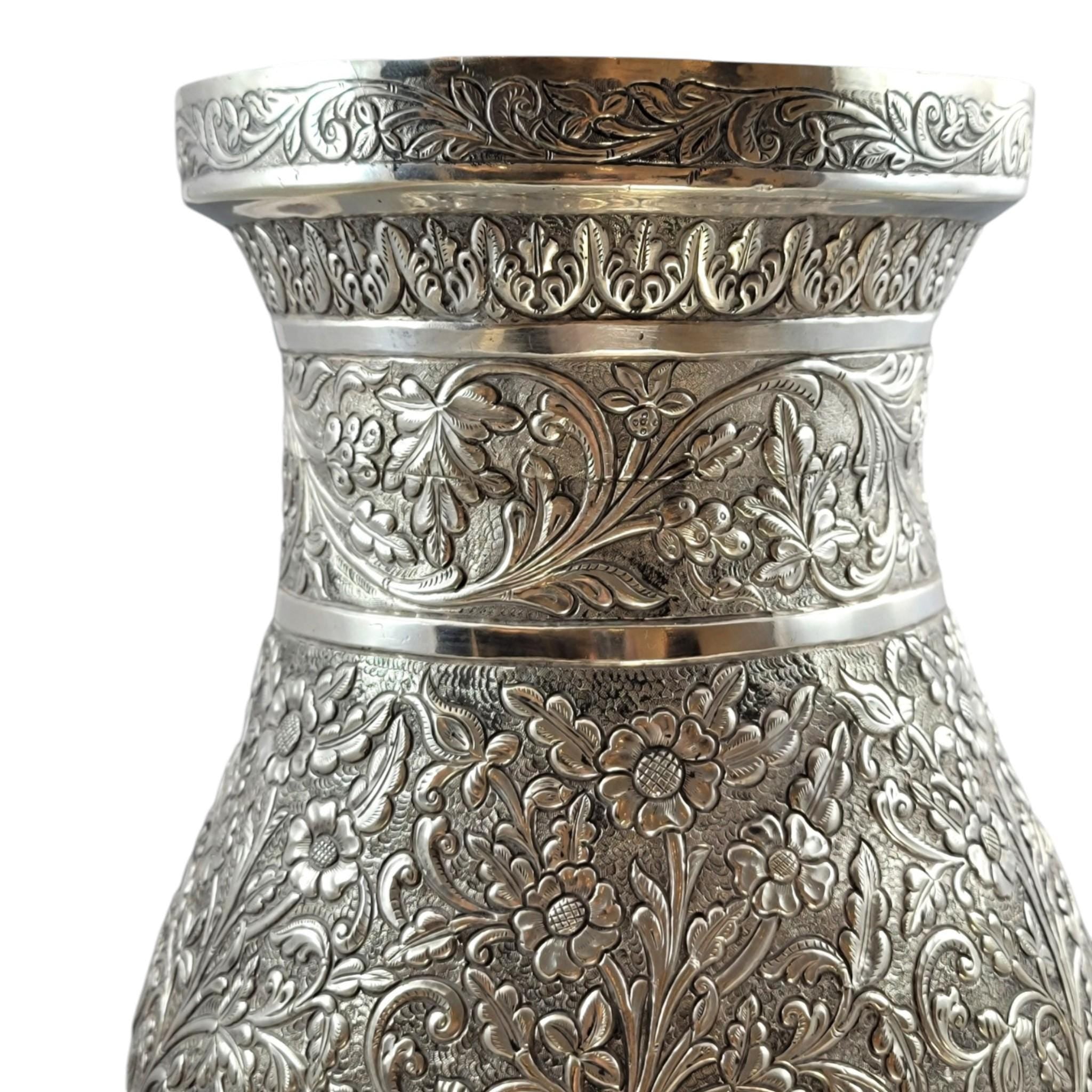 Indian silver vase Kutch Gujarat large antique repousse baluster form 3012g heavy statement piece