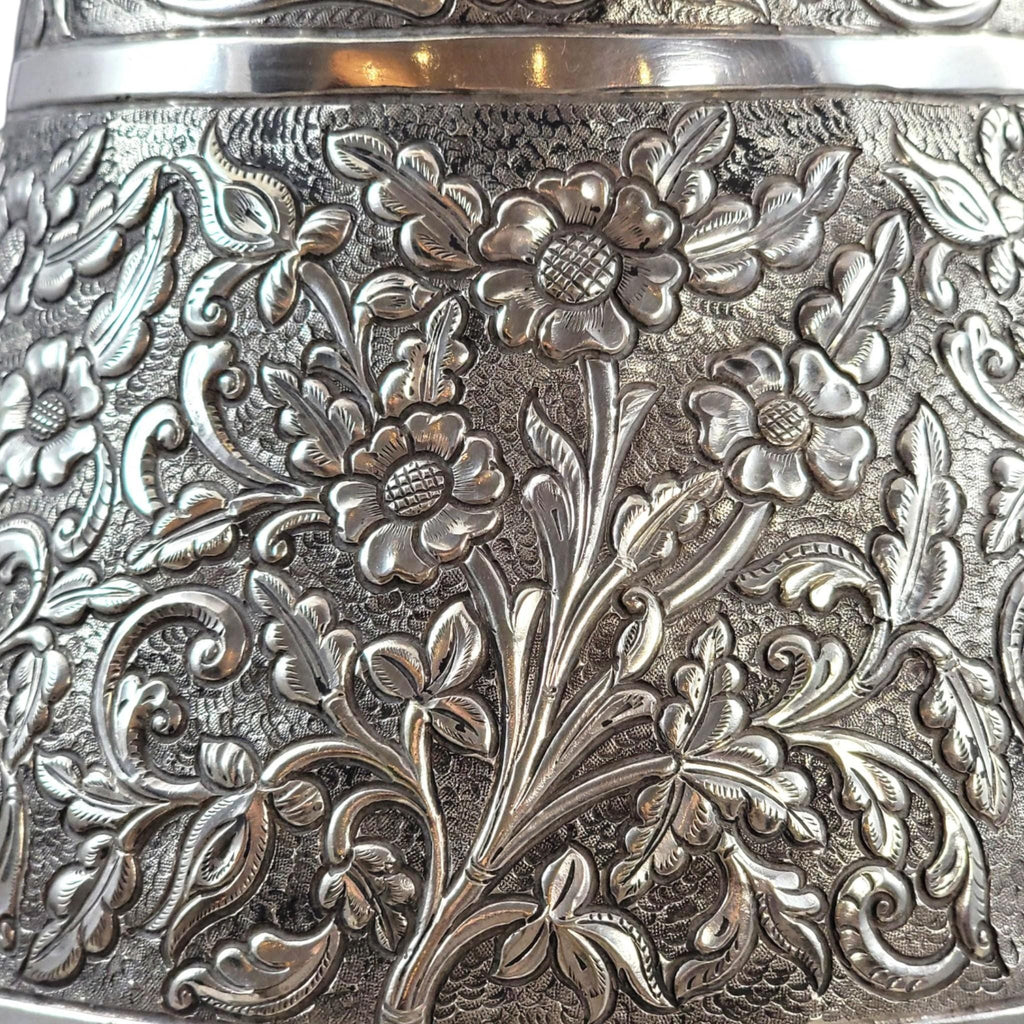 Indian silver vase Kutch Gujarat large antique repousse baluster form 3012g heavy statement piece