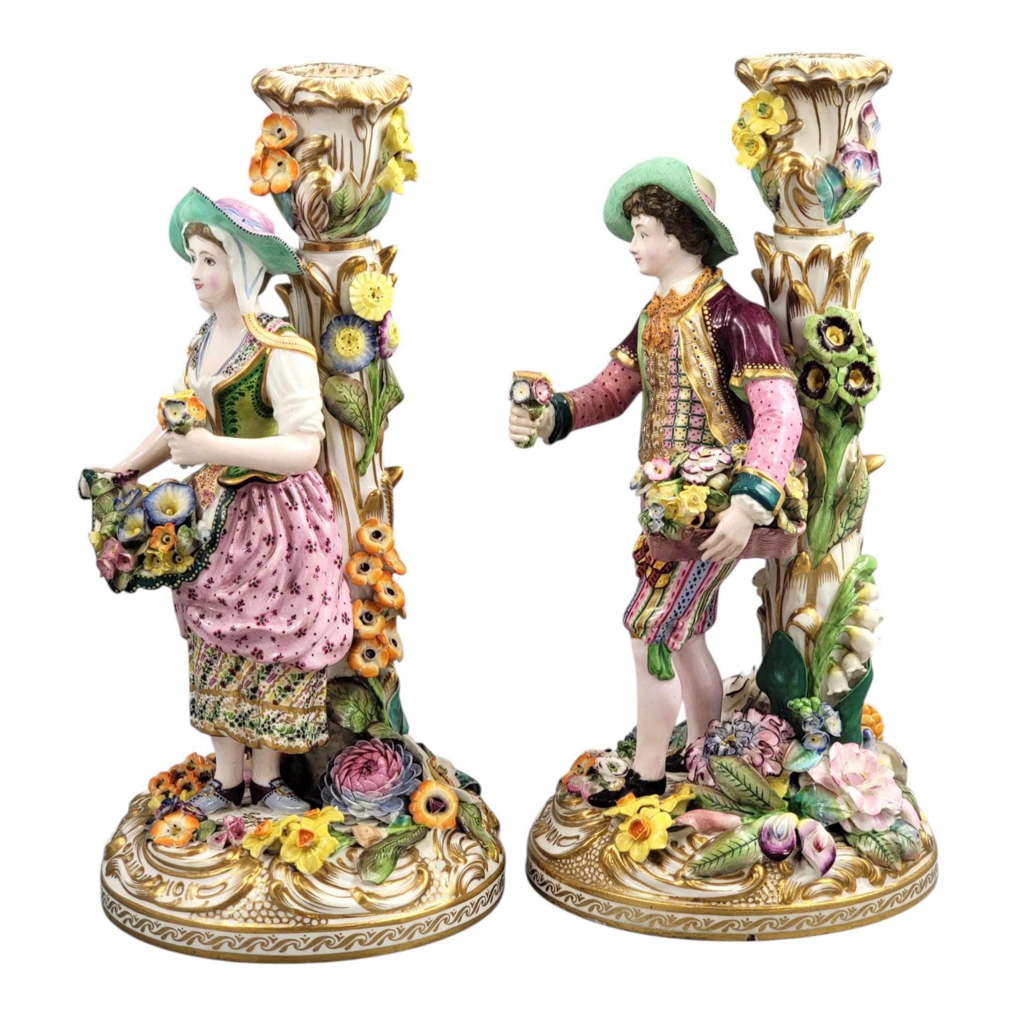 Minton figural candlesticks porcelain pair classical figures English antique rare