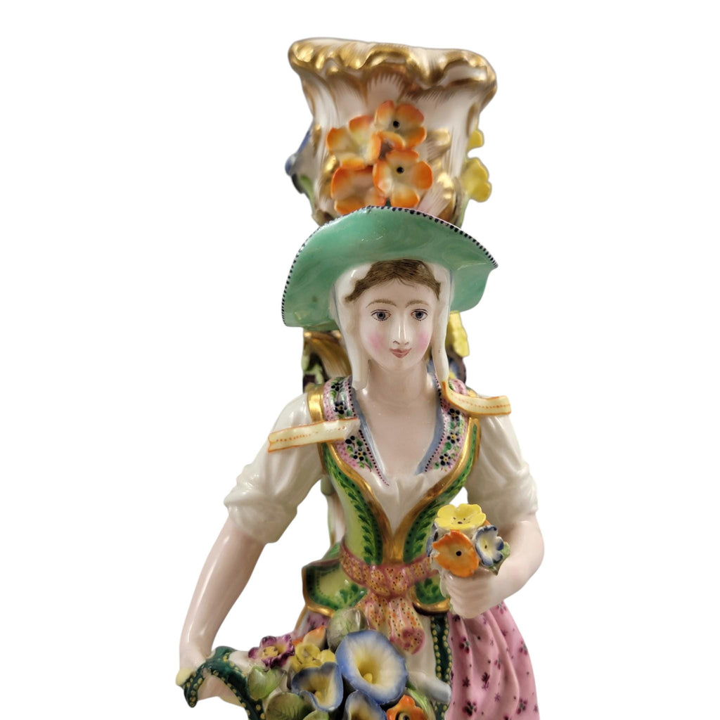 Minton figural candlesticks porcelain pair classical figures English antique rare