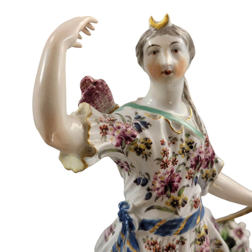 Derby Porcelain Figure of Diana with Hunting Dog, 18th Century Patch Period c.1760–1765