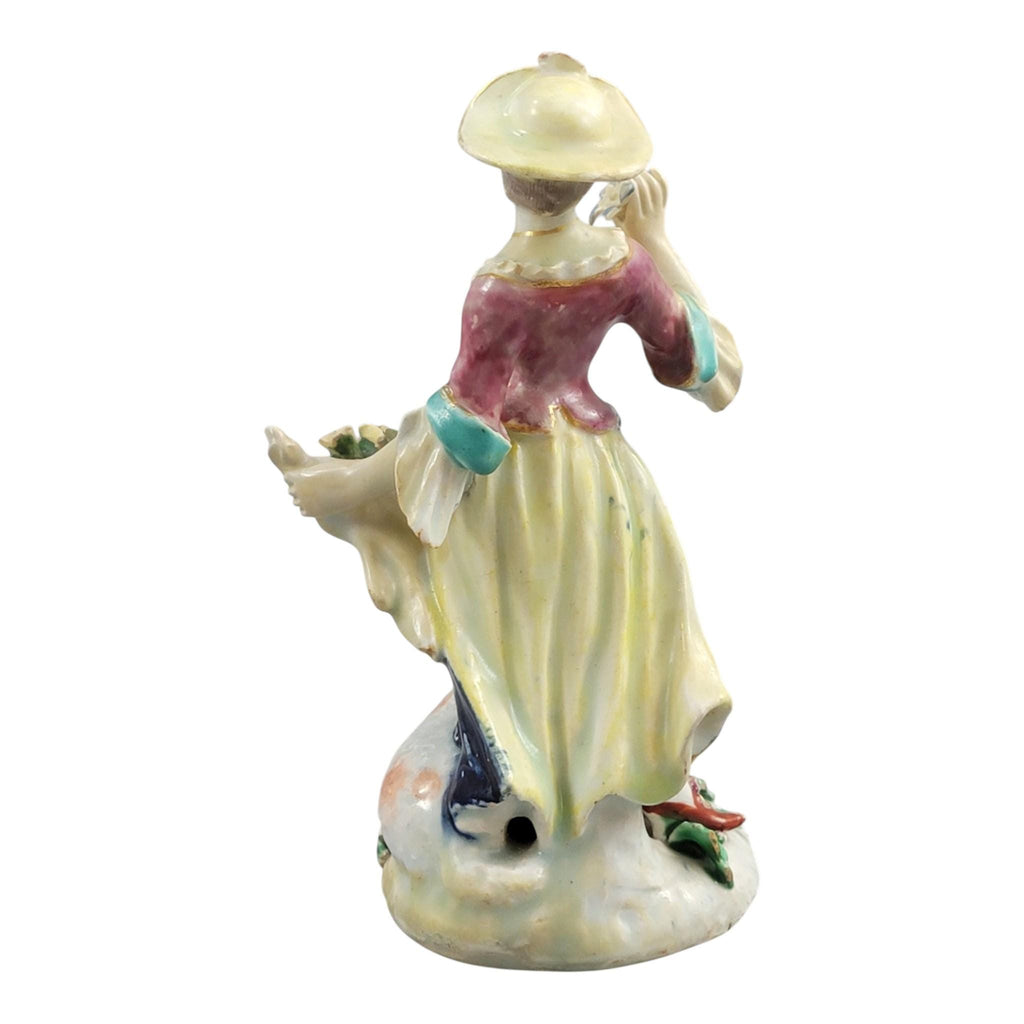 Rare Bow Porcelain Lady with Lamb Figure, c.1760